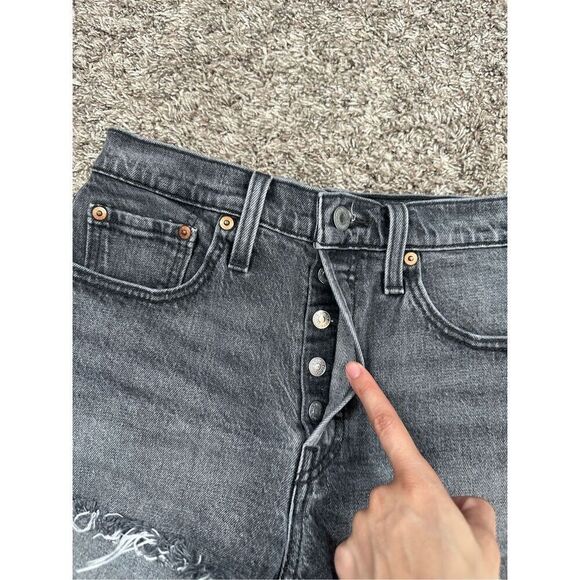 Levi’s 501® Original Fit High Rise Women’s 26 Jean Short Gray Wash Denim Cut Off - Picture 7 of 11